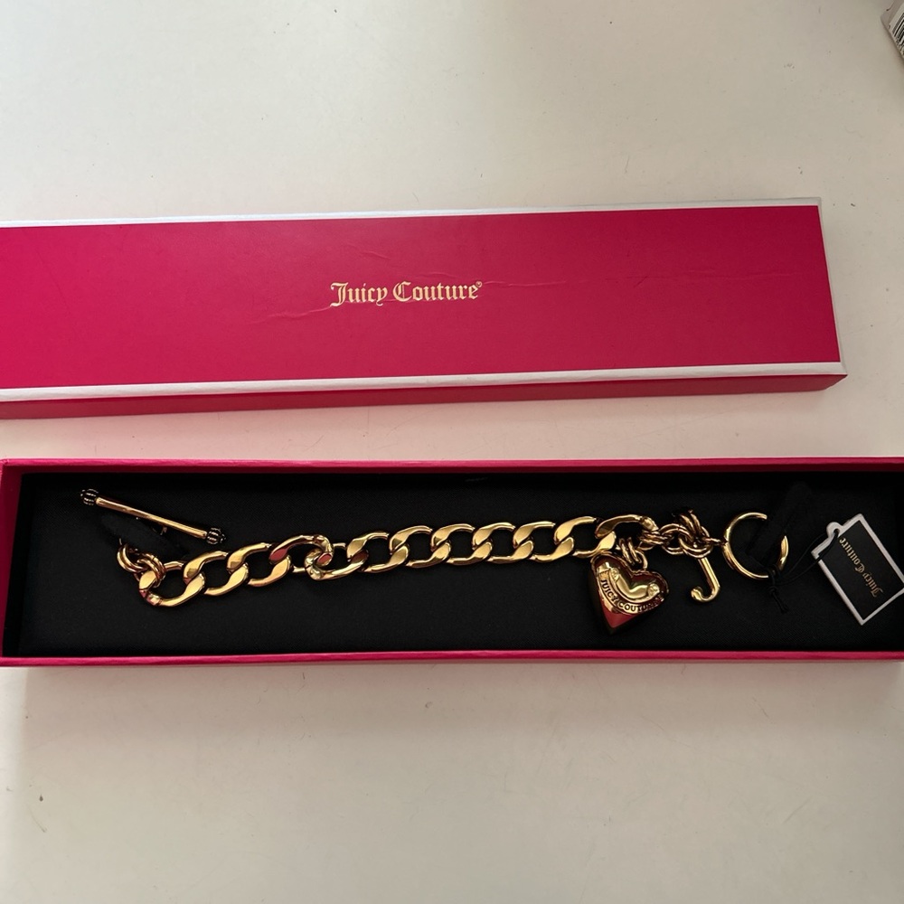 Juicy Couture Gold and Red Chain Link Bracelet